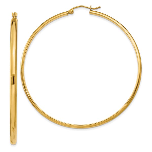 Gold Classics(tm) 56mm. 14kt. Gold Polished Hoop Earrings - image 