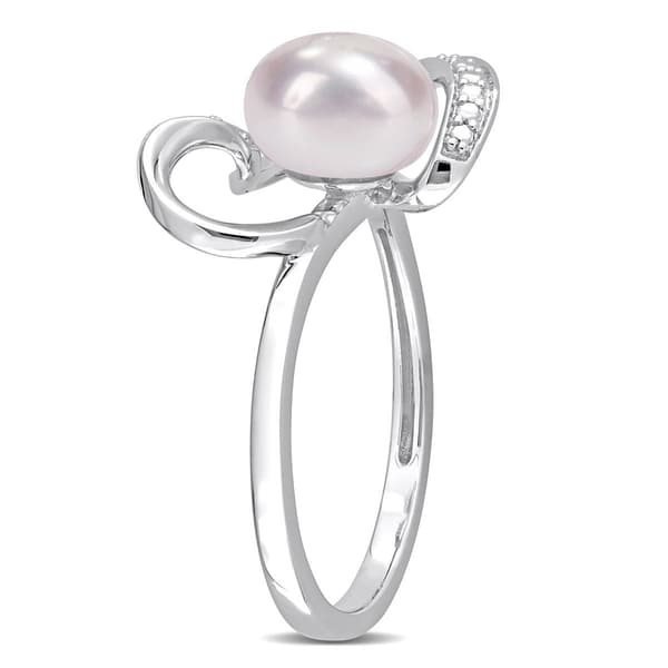Gemstone Classics™ Cultured Pearl & Diamond Heart Ring