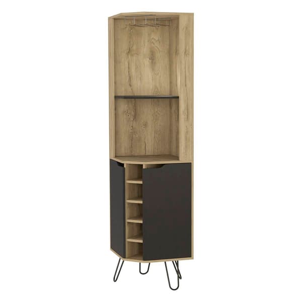 FM FURNITURE Grace Macadamia Corner Bar Cabinet