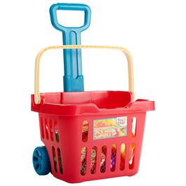 Rolling Shopping Basket with Fruit Toy Set