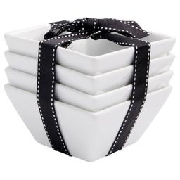 Home Essentials White Set of 4 Square White Snack Bowls