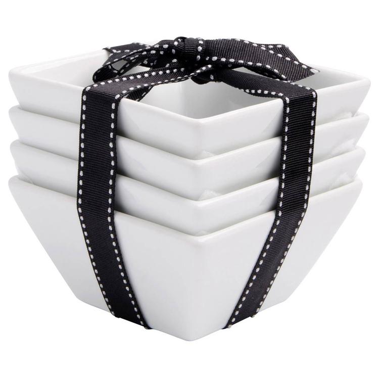 Home Essentials White Set of 4 Square White Snack Bowls