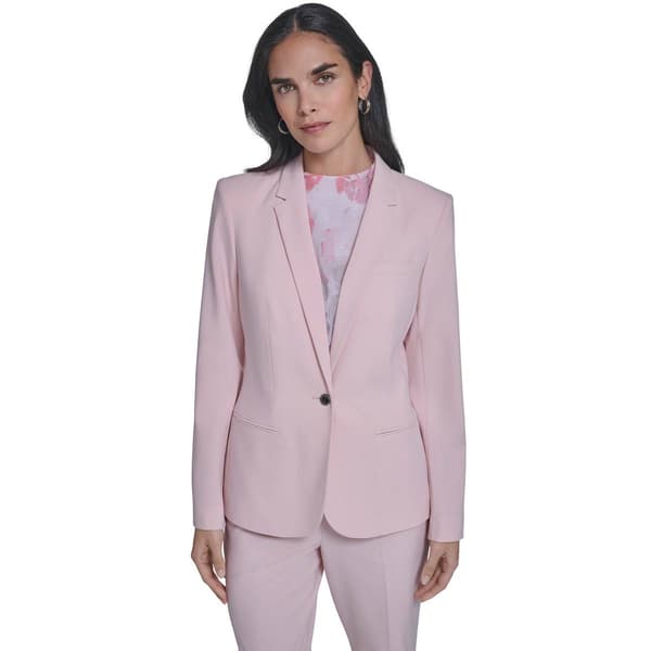 Petite Calvin Klein Notch Lapel One Button Solid Blazer