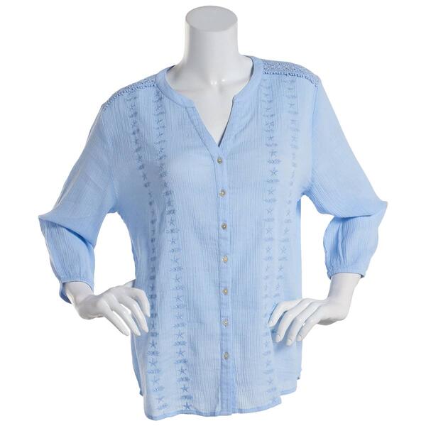 Womens Preswick &amp; Moore 3/4 Sleeve Gauze Shirt - image 