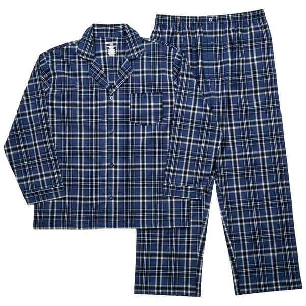 Mens Preswick & Moore Plaid Woven Pajama Set - Blue/Black/White - image 