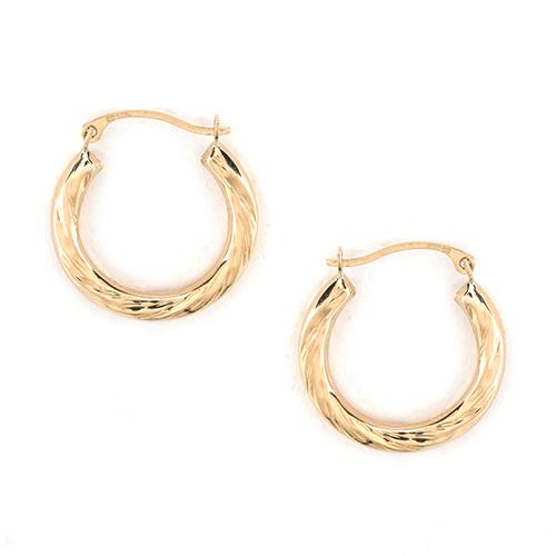 Candela 14kt. Twist Square Diamond Cut Hoop Earrings
