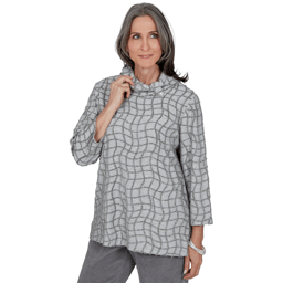 Womens Alfred Dunner Vail Feather Yarn Cowl Neck Blouse