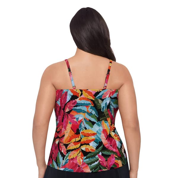 Plus Size TrimShaper Hank Vintage Tropical Tankini Swim Top