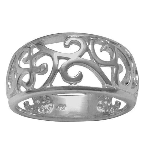 Marsala Silver Plated Filigree Ring - image 