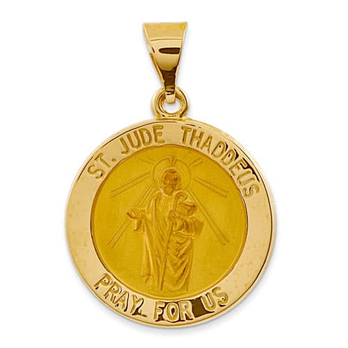 Unisex Gold Classics&#40;tm&#41; 14kt. St. Jude Thaddeus Medal Pendant - image 