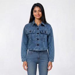Juniors YMI Cropped Trucker Denim Jacket