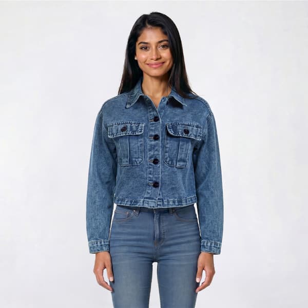 Juniors YMI Cropped Trucker Denim Jacket