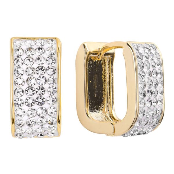 Athra 14kt. Gold over Brass 12mm CZ Oval Huggie Hoop Earrings - image 