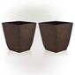 Alpine 17in. Brown Stone-Look Squared Planters - Set of 2 - image 1