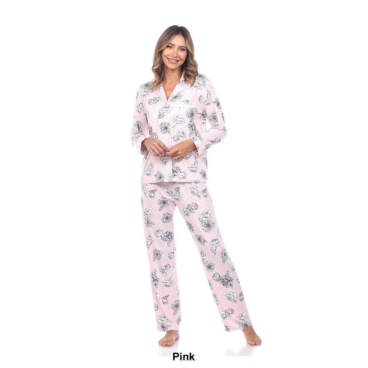Womens White Mark 2pc. Long Sleeve Dotted Floral Pajama Set
