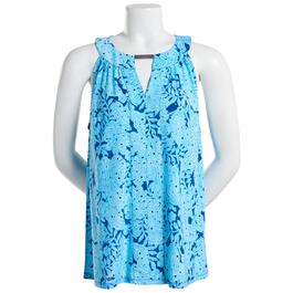 Womens Emily Daniels Sleeveless Leafy Floral Knit Blouse