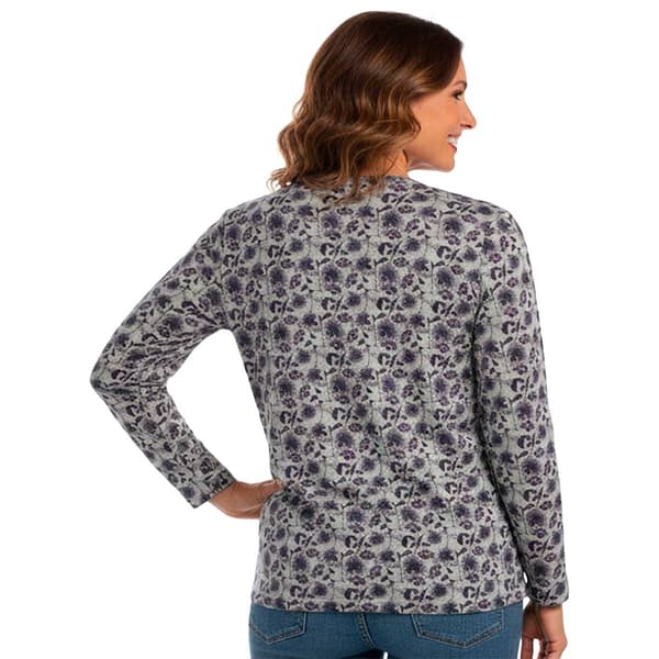 Petite Hasting & Smith Long Sleeve V Neck Leafy Jacobean Tee