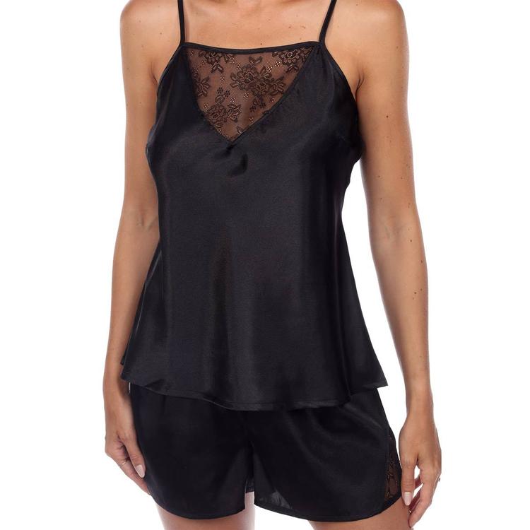 Womens White Mark Satin Lace Cami and Shorts Pajama Set