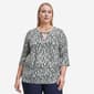 Plus Size Emily Daniels 3/4 Sleeve Abstract Keyhole Neck Blouse - image 1