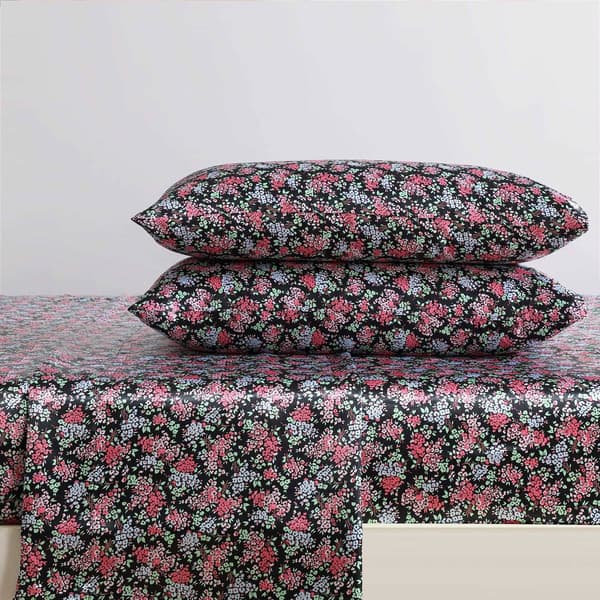 Betsey Johnson Confetti Floral Satin Sheet Set