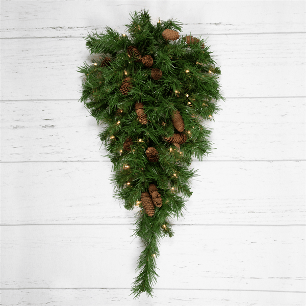 Northlight 30in. Pre-Lit Dakota Red Pine Christmas Teardrop Swag