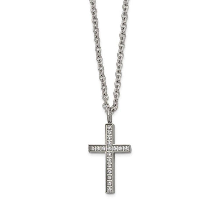 Mens Gentlemen's Classics(tm) Cubic Zirconia Accented Cross Necklace