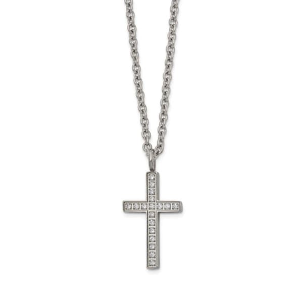 Mens Gentlemen's Classics&#40;tm&#41; Cubic Zirconia Accented Cross Necklace - image 