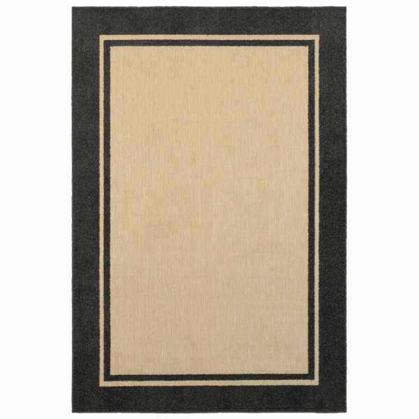HomeRoots Beige & Black Stain Resistant Indoor Outdoor Accent Rug