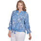 Plus Size Ruby Rd. Tinted Tides Floral Tie Front Button Down - image 3