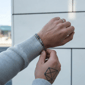 Mens Iron Saints Silver Dual Layer Blue Bead Id Plate Bracelet - image 3