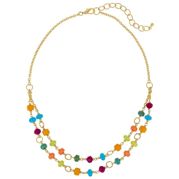 Ashley Cooper(tm) 2 Row Multi Color Link Beaded Short Necklace - image 