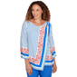 Plus Size Ruby Rd. Set Sail Striped Scarf Print Tie Shoulder Top - image 1