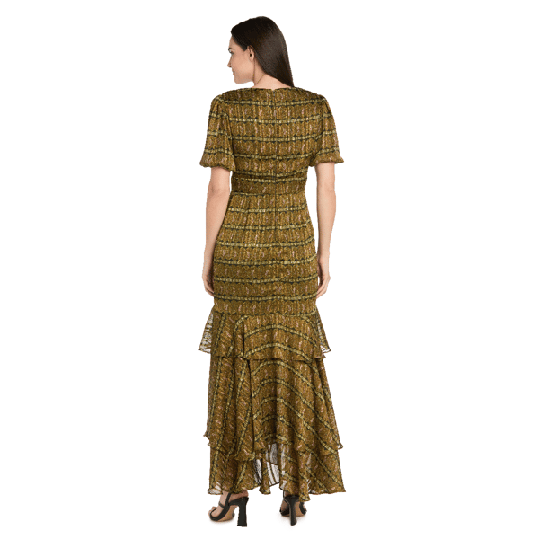 Women R&M Richards Daytime Metallic Stripe Maxi Dress