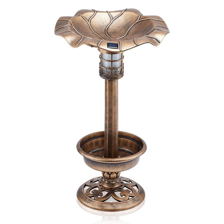 Alpine Solar LED Pesdestal Birdbath w/ Planter