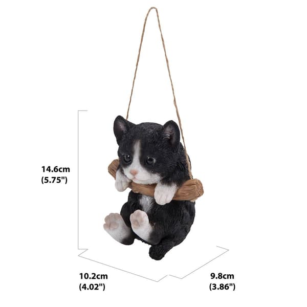 Hi-Line Gift Hanging Black and White Kitten Statue