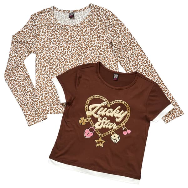 Girls (7-16) Star Ride(R) 2pk. Lucky Star Tee & Leopard Tee - image 
