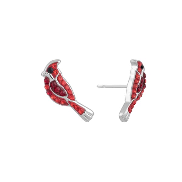 Athra Sterling Silver Crystal Cardinal Stud Earrings - image 