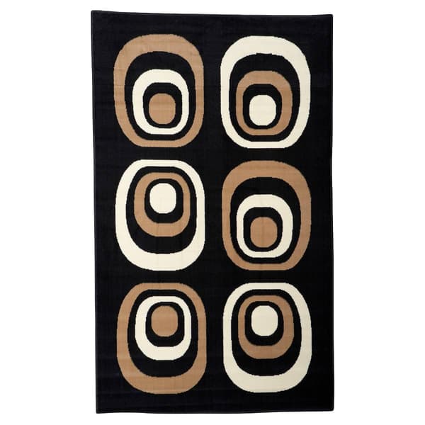 Linon Capri Collection Black Circle Area Rug - 5x7