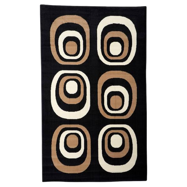 Linon Capri Collection Black Circle Area Rug - 5x7 - image 