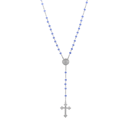 Symbols of Faith Blue Bead Virgin Mary & Child Locket Rosary