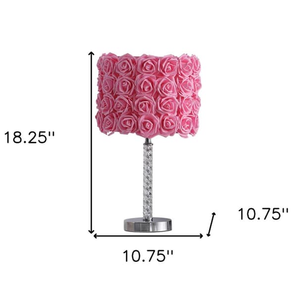 HomeRoots 18in. Pink Roses Acrylic Table Lamp