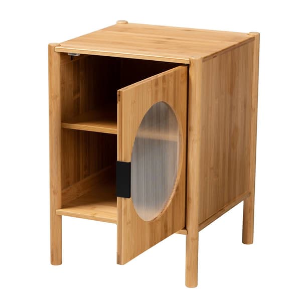 Baxton Studio Naresh Brown Bamboo Wood 1-Door End Table