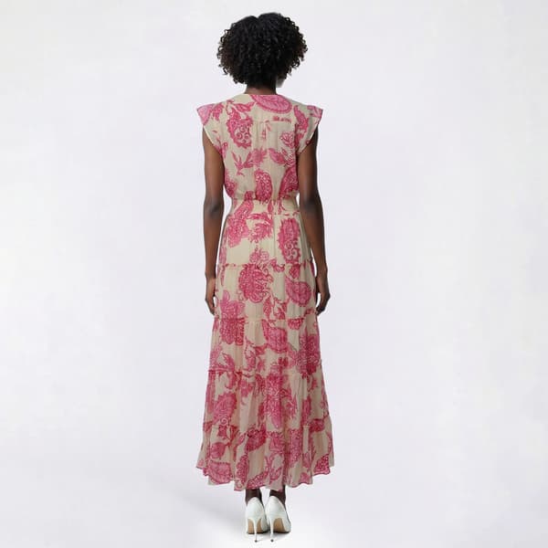Womens MSK Flutter Sleeve Floral Paisley Lawn Maxi Dress