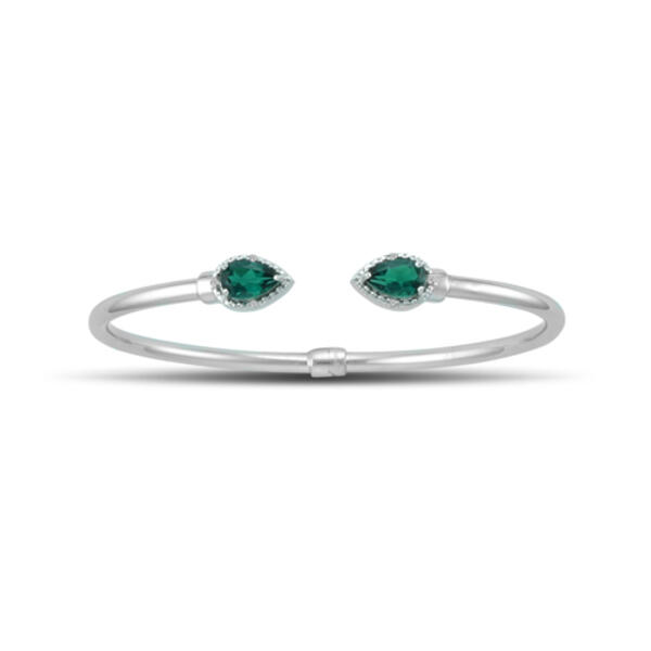 Gemstone Classics&#40;tm&#41; Silver Emerald Bangle Bracelet - image 