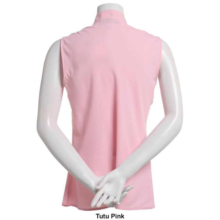 Womens Kasper Sleeveless Solid Tie Neck Blouse
