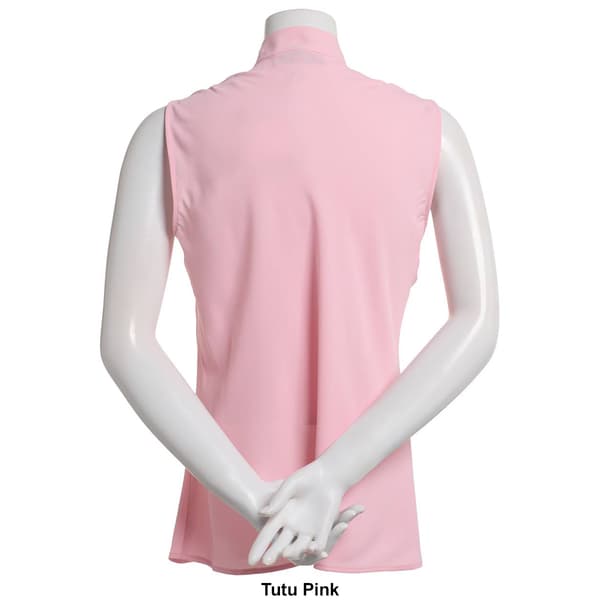 Womens Kasper Sleeveless Solid Tie Neck Blouse
