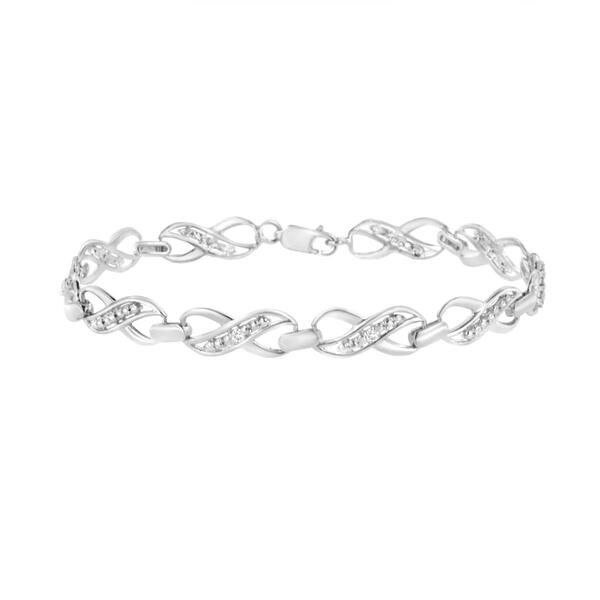 Haus of Brilliance Sterling Silver Diamond Infinity Link Bracelet - image 