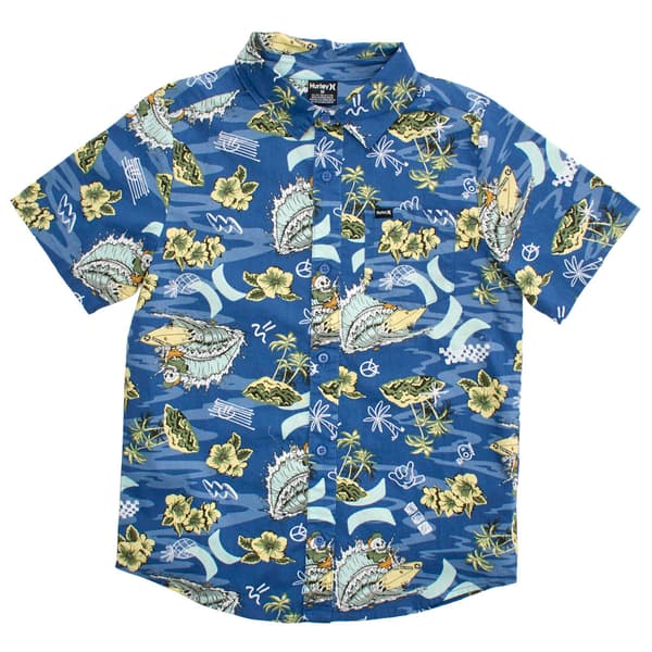 Boys (8-20) Hurley Short Sleeve Skeleton Surfer Button Down Shirt