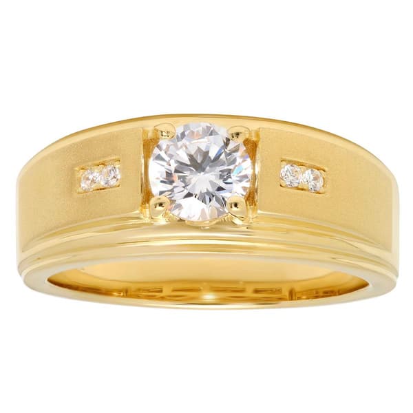 Mens Gentlemen''s Classics(tm) Sterling Silver Gold Plated CZ Ring
