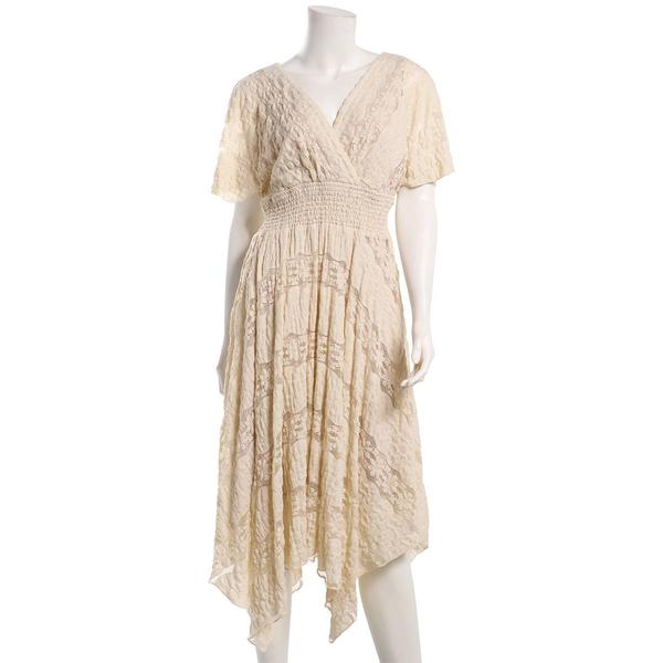 Womens Rabbit Rabbit Rabbit Hanky Hem Gauze Lace Midi Dress - image 